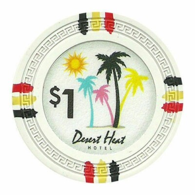 50 White $1 Desert Heat Poker Chips - Buy 2, Get 1 Free - Mix & Match!