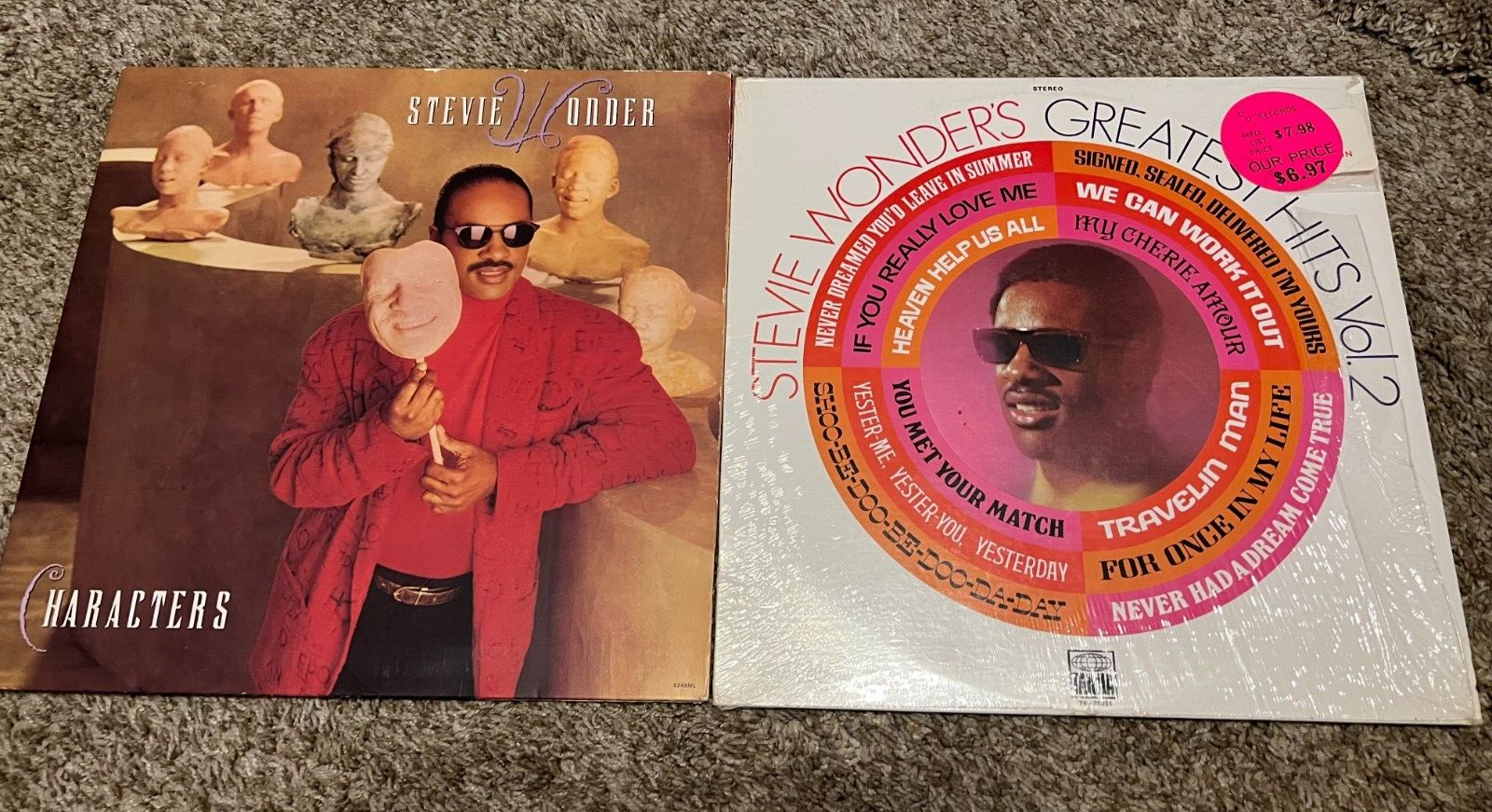 Lot of 2 Stevie Wonder LP  Vinyl Records Greatest Hits Vol. 2 and Characters