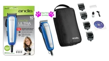 Andis 10 pc PET CLIPPER SET w/4 Attachment GUIDE Combs,CASE,DVD,OIL DOG CAT