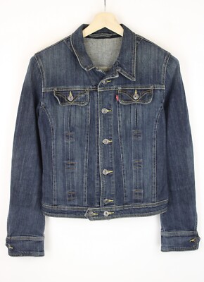 Levi's Jacke Damen Halb Denim Dehnbar Fade Effekt Geknöpft Polohemd