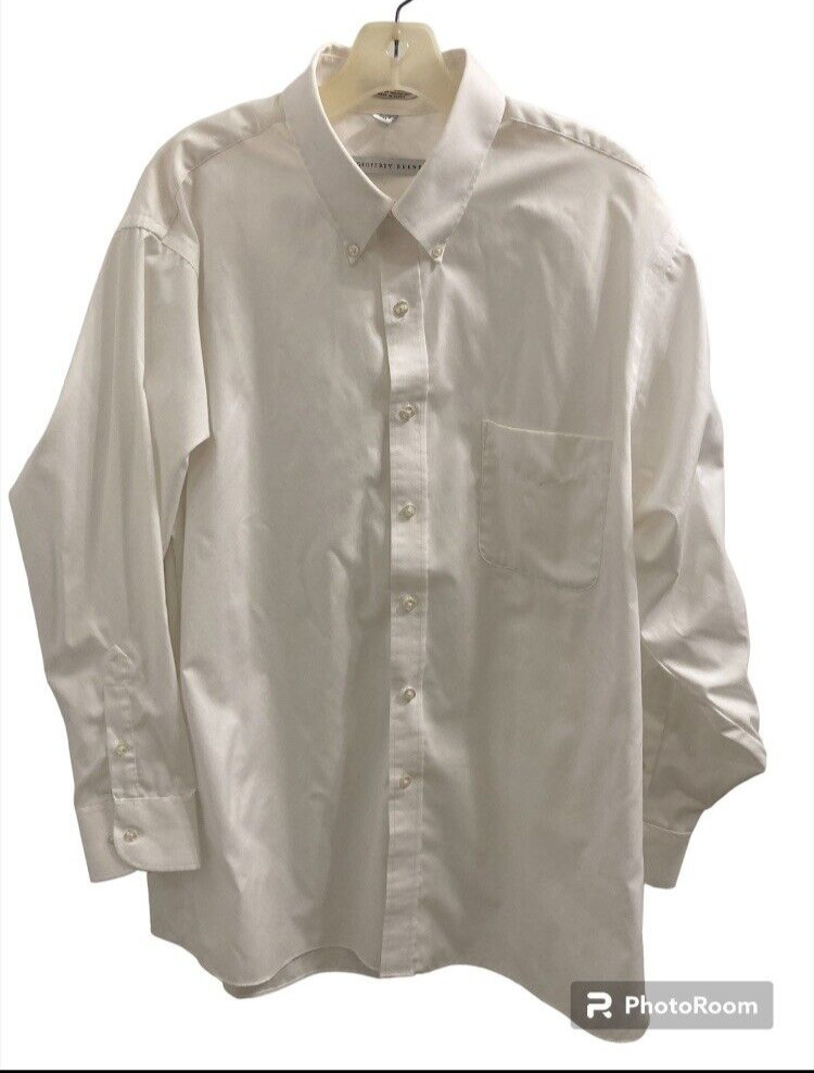 Geoffrey Beene Mens Dress Shirt XL 17 32/33 Cotton Blend White Lg Sleeves
