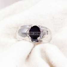 Black Onyx Oval Cut Gemstone With 925 Sterling Silver Ring For Men's A849