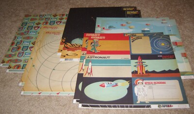 Carta Bella 12x12 Double Sided Scrapbook Paper Lot of Ten ~ Outer Space Academy
