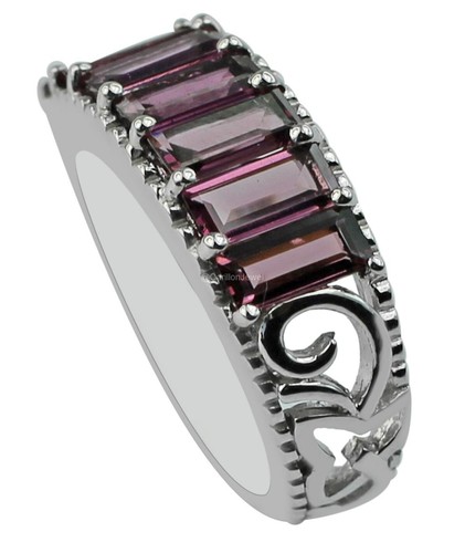 Rhodolite Garnet Gemstone Eternity Ring Size 7 925 Sterling Silver Jewelry