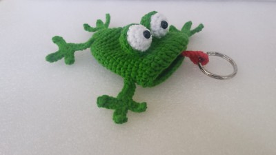 Handmade Key Case, Crochet Key Cover frog, Key Case amigurumi, Key holder