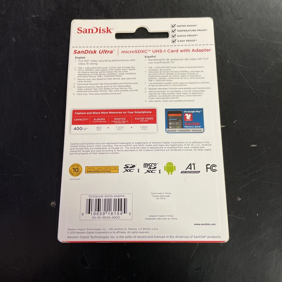 Nueva tarjeta Sandisk Ultra 400 GB MicroSDXC UHS-I con adaptador SDSQUAR-400G-GN6MA 100 MB/ Foto 2 de 2