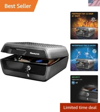 Fire and Water Safe Chest - Key Locked Storage for Valuables, 0.36 Cu Ft