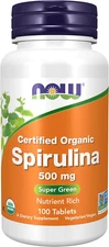 NOW Supplements, Organic Spirulina 500 Mg with Vitamins, Minerals and GLA (Gamma