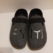 Earth Shoes Dream Renmen Gray/Black Wool Felt Slip-On Mules Clogs Womens Size 9