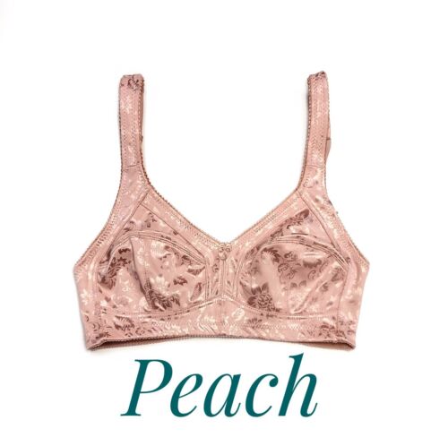 Women Satin Full Coverage Comfort Unlined Wireless Wire Free Mama Bra B C D Cup - Picture 21 of 27