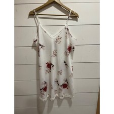 White Floral Tank Mini Dress Fringe Hem Women XL