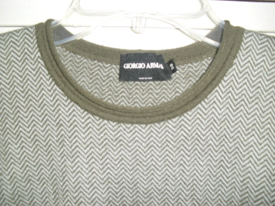 SUÉTER JERSEY GIORGIO ARMANI Beige/MARRÓN Chevron SS MEZCLA CACHEMIR/SEDA SM Foto 2 de 3