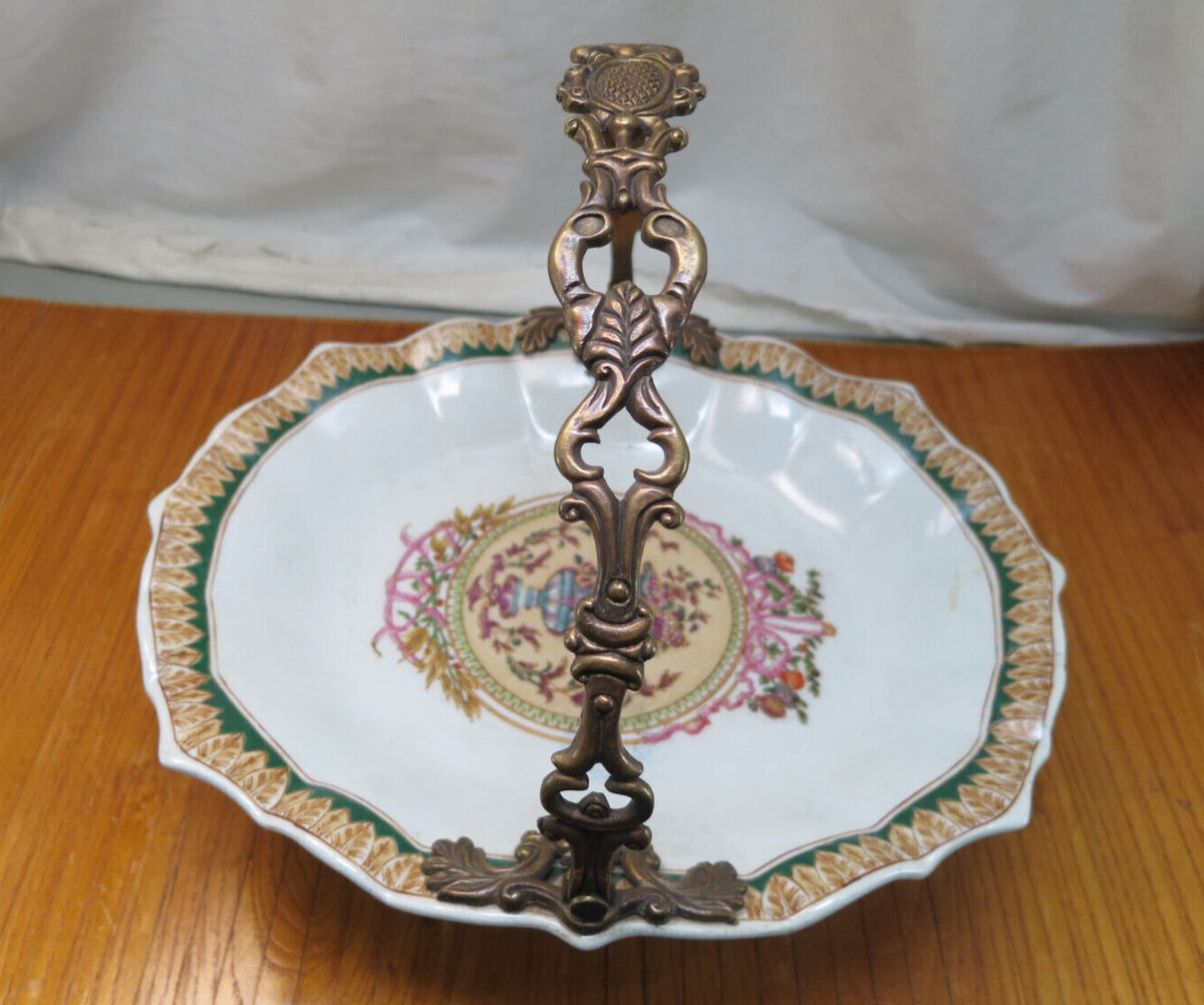 ウォンリー（Wong Lee）　皿　古美術　中国ビンテージ　アンティーク Rare Antique Wong Lee 1895 Porcelain Centerpiece Bowl w/ Bronze