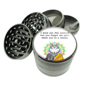 Namaste Wolf Em1 Themed Aluminum Herb Grinder 63mm 4 Piece Hand Mueller