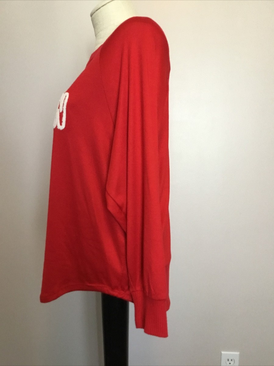 トップス SECRET SECRET TREASURES SUPER SOFT KNIT Red Embroidered Long Sleeve