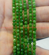 4mm Natural Faceted Green Peridot Round Gemstone Loose Beads 15'' AAA