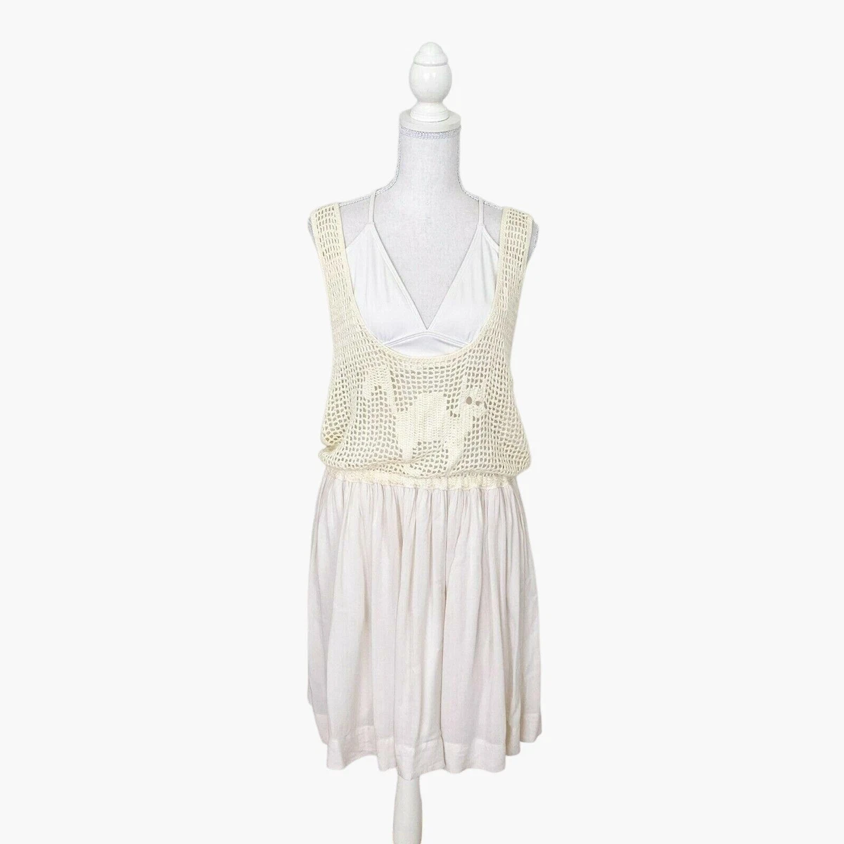 Alice McCall Crochet Mini Dress US 8 Cream Cat Casual Festival