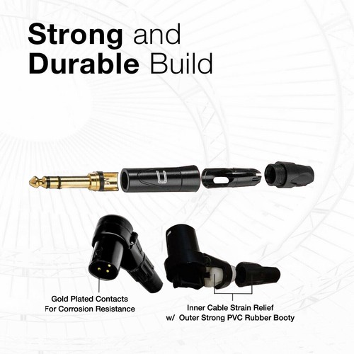 Rechter Winkel 3-Pin XLR Stecker auf 1/4" TRS Balanced Stereo Kabel benutzerdefinierte Länge Farbe - Bild 4 von 19