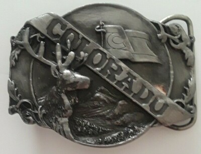 VTG 1985 Colorado Oval Shaped Pewter Belt Buckle 3