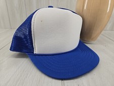 Vintage Nissin Cap Trucker Snapback Hat Blank White Blue Mesh