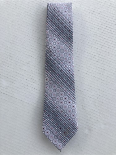 John Blair Menswear Vintage Men's Necktie Tie Dacron Polyester Gray Red Dots - Picture 2 of 5