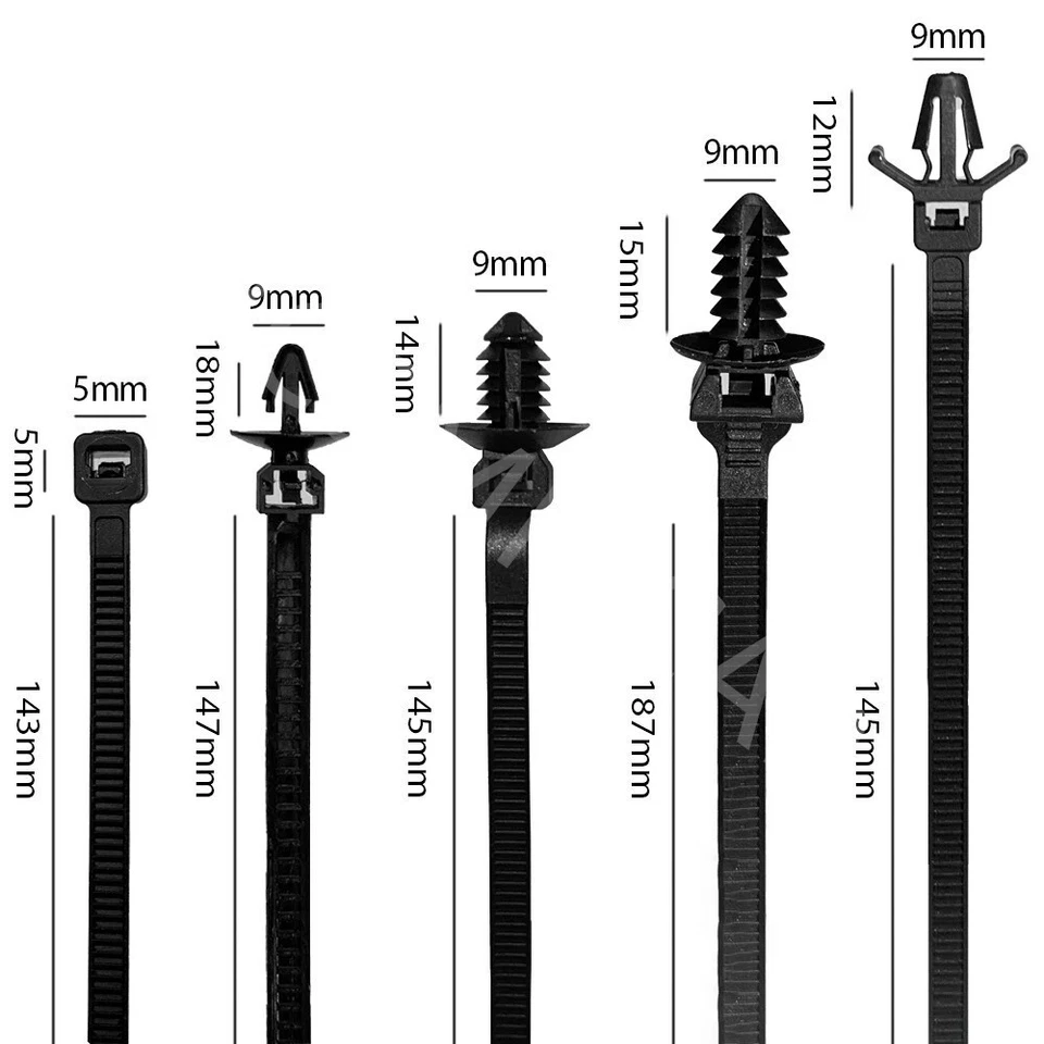 160X Sujetador de coche cabeza de fijación roscada organizadores de alambre para tubo corrugado automático Foto 2 de 4