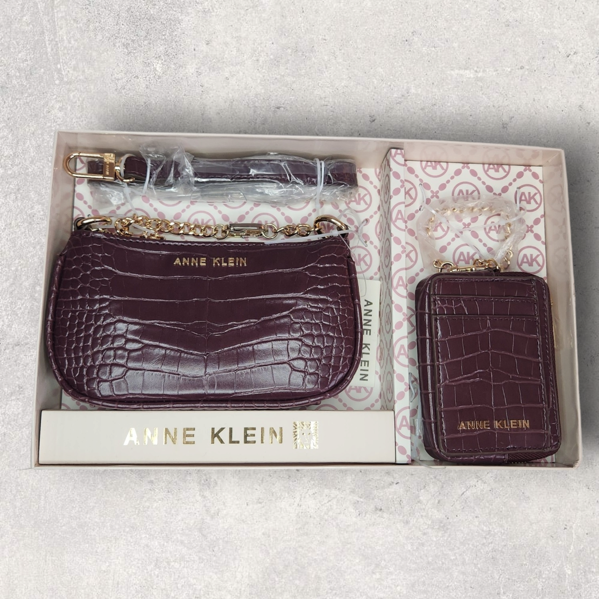 Anne Klein Logo Flap Backpack Purse Tan Faux Leather w/Card Holder New w/o Tags Dome Crossbody With Detachable Card Case | Anne Klein main image 4