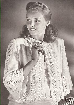 Vintage Bed Jacket Sweater Short Crop Top knitted Pttrn 