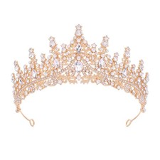 Gold Queen Crown and Princess Tiara for Women Bride Wedding Birthday Gifts