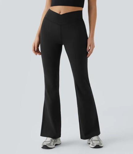 Halara high Waisted Crossed Over Flare Yoga Leggings XL Casual Preppy Sporty