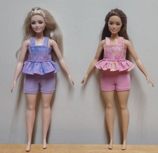 Curvy Barbie 11 1/2" Doll Clothing 2 Cotton Tops Lavender  Pink prints  shorts