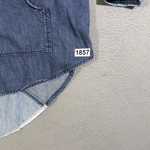 Free People Moto Colourblock Boyfriend Shirt Oversized Small Denim Pockets - Picture 8 of 8