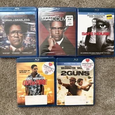 DENZEL WASHINGTON Blu-Ray Movie lot 5 Films Malcolm X Safe House 2 Guns Out Of T
