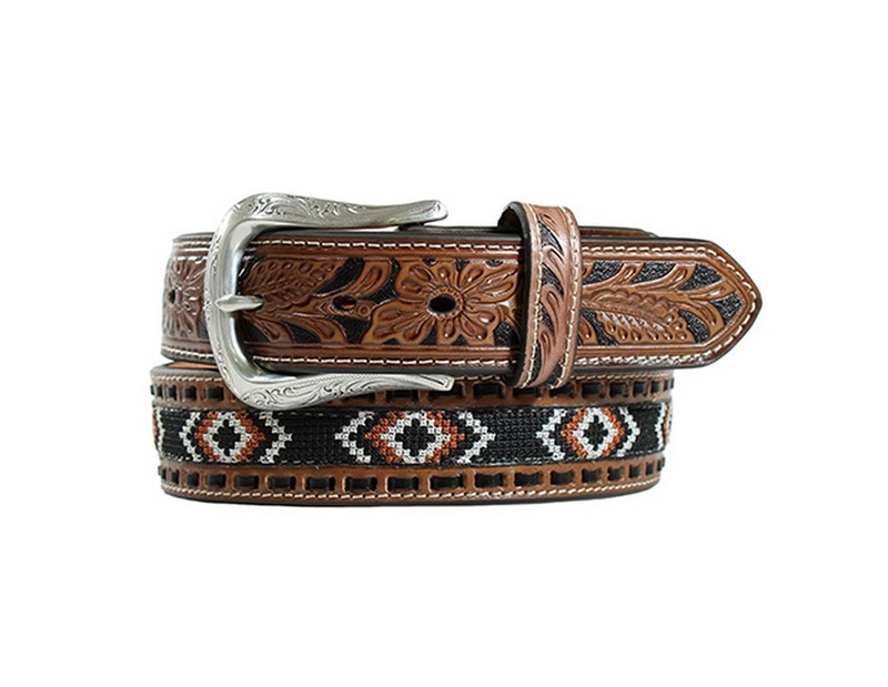 Nocona Western Belt Mens Embroidery Tool Buck Lace 32 Brown N210006302 CLEARANCE