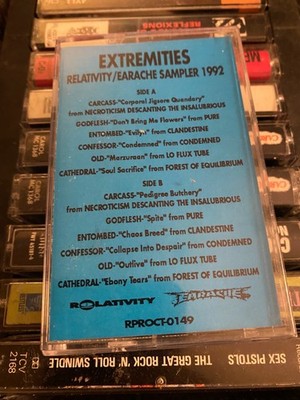 Extremities *Earache Sampler *cassette tape *1992 *VG+/NM *Relativity RPROCT0149