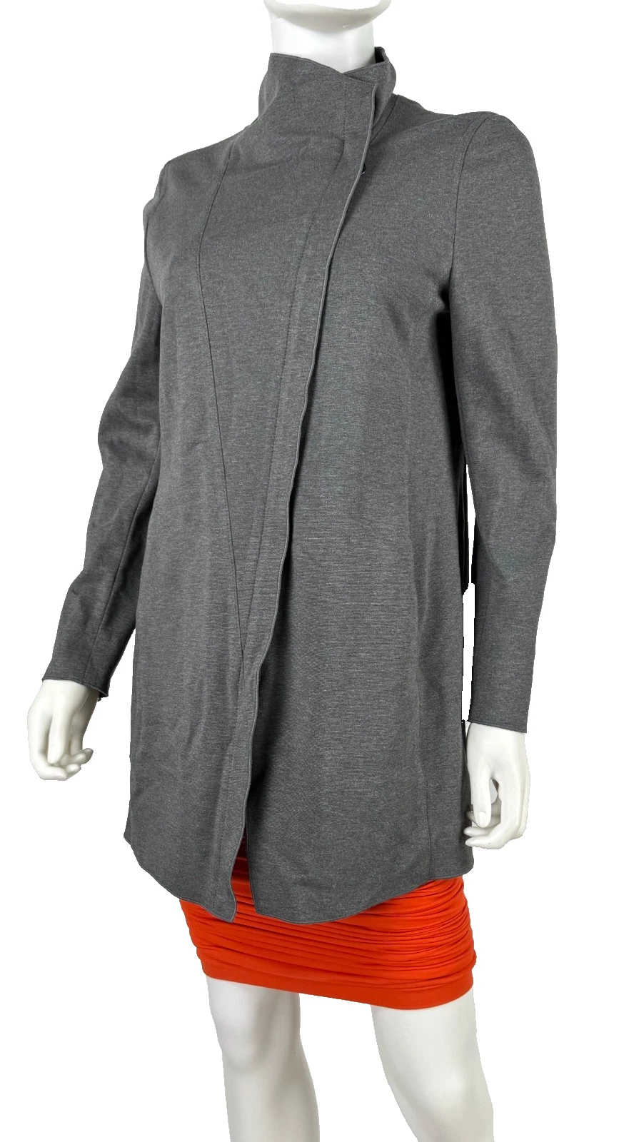 $1.3K Akris New Gray Knit Zip Cardigan Jacket Coat 10 US 46 IT 40 D M Runway