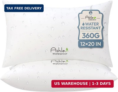 Outdoor Pillows 12 X 20 Pillow Inserts Pack of 2, Water-Resistant Decorative Pre