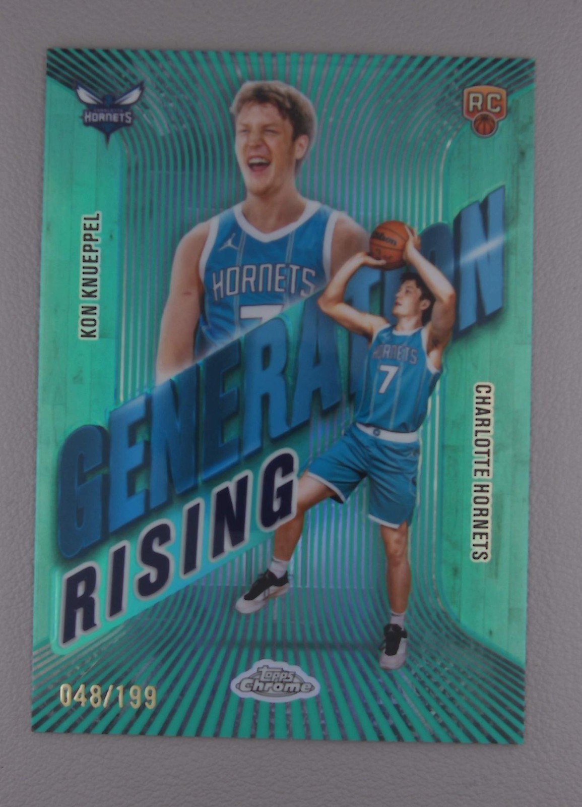 2025-26 Topps Chrome Kon Knueppel RC Rookie Generation Rising Aqua /199