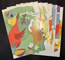 Vintage 1967 Tell-Again Story Cards-5 Classic Stories 17x11"-Great Cond. Level 1