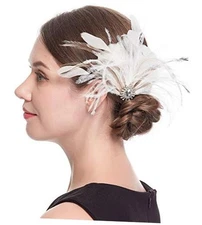  Fascinators 20s Gatsby Flapper Acessories Art Deco Party Accessory White-4