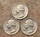 Lot of 3 1965 WASHINGTON Quarters 25C 1st Clad Year No Silver Circulated