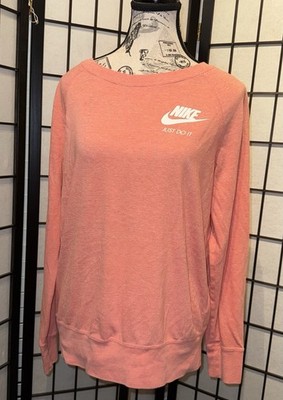 Nike Just Do It Pullover Peach Sweatshirt Crew Active Running Women's Size Large