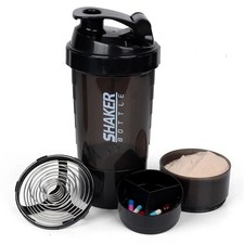 3 Layers Shaker Protein Bottle Powder Shake Cup Water Bottle Plastic Mixing Cup