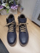 New Navy Pavers Relife Cushioned Wool Collar Lace Up Combat Boots size 9 G Wide