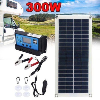 12V 300W Solarpanel Kit Solarmodul USB-Ladegerät Solarzelle Solar 30-60A Regler