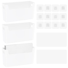 3 PCS White Wall File Organizer SelfAdhesive Pocket Hanging Mount Rack
