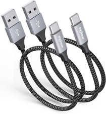 1.5ft USB C Charging Cable, 2-Pack Short A to C Cable 1.5Foot, Grey