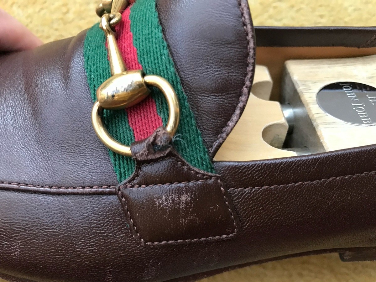 Gucci Brixton Sage Suede Horsebit Loafers Green Red Web Gold Bit UK 12 / US 13 Gold Suede Casual Shoes for Men for sale | eBay main image 2