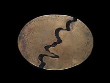 UE09151 VINTAGE 1970s ABSTRACT ART FASHION BRASSTONE BELT BUCKLE