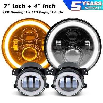4pcs 7inch LED Headlight Project & 4'' Fog Light Fit Freightliner Century Class